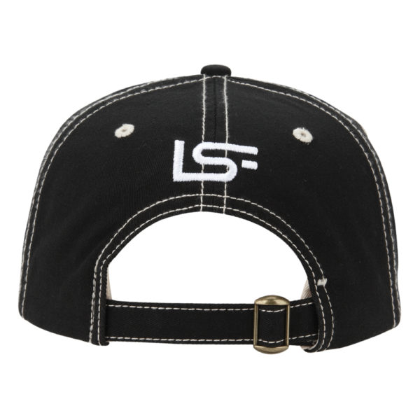 LIVESEMPER FI Adjustable Hat with Contrasting Stitching - Black - Back View