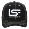 LIVESEMPER FI Adjustable Hat with Contrasting Stitching - Black - Front View