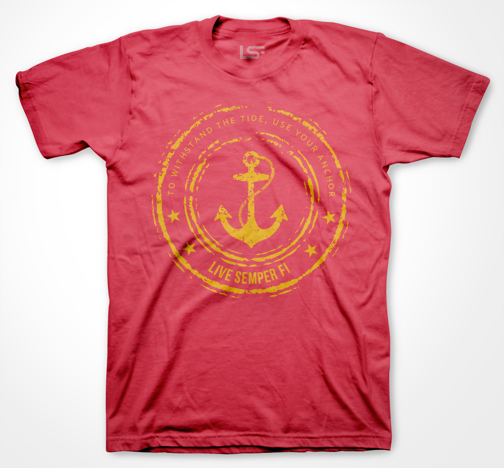 Anchor T-Shirt - Red and Gold